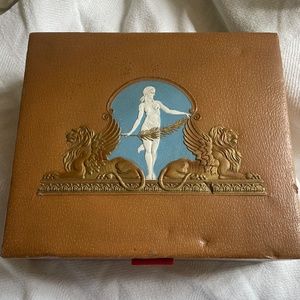 Art Nouveau gold designed box with Bakelite handle